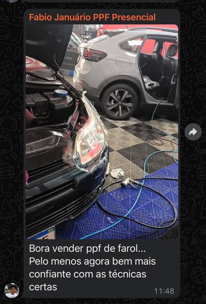 Print do depoimento de Fabio Januário: Bora vender PPF de farol… pelo menos agora bem mais confiante com as técnicas certas.