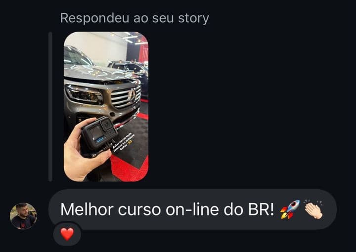 Print do depoimento de Aluno no Instagram: Melhor curso on-line do BR!